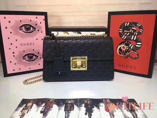 Gucci Padlock Gucci Signature Black Shoulder Bag 30*17*8cm - 1