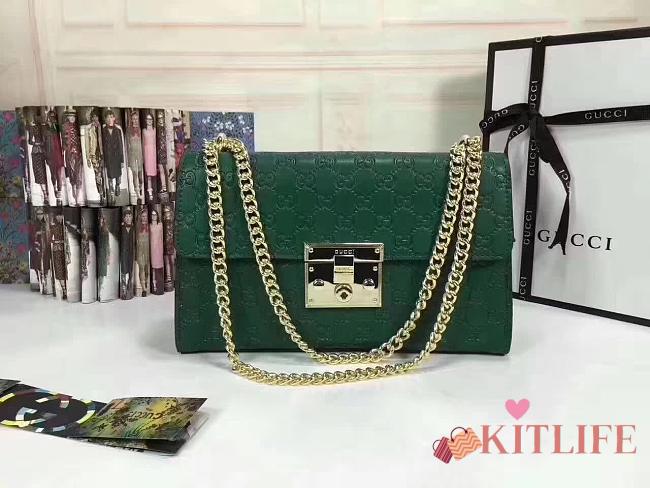 Gucci Padlock Gucci Signature Shoulder Bag in green 30*17*8cm - 1