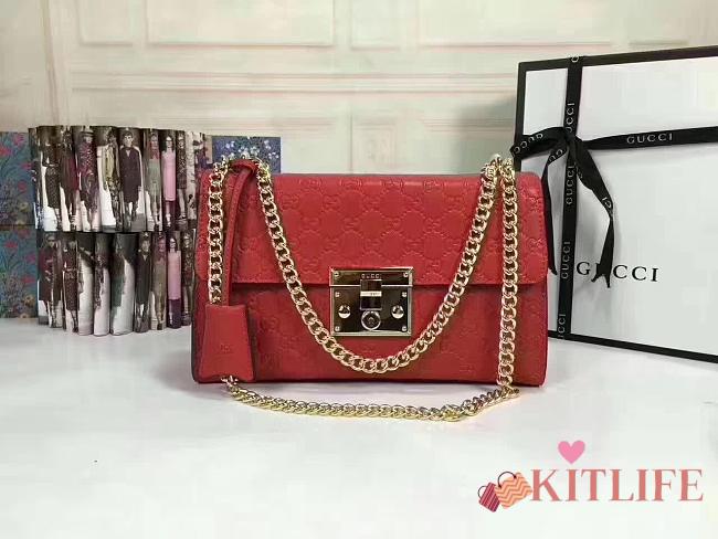 Gucci Padlock Gucci Signature Shoulder Bag in red 30*17*8cm - 1