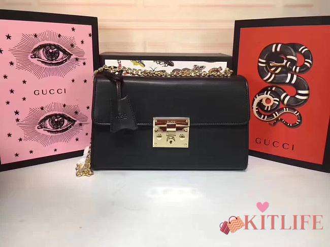 Gucci Padlock Gucci Signature Shoulder Bag black colour 30*17*8cm - 1