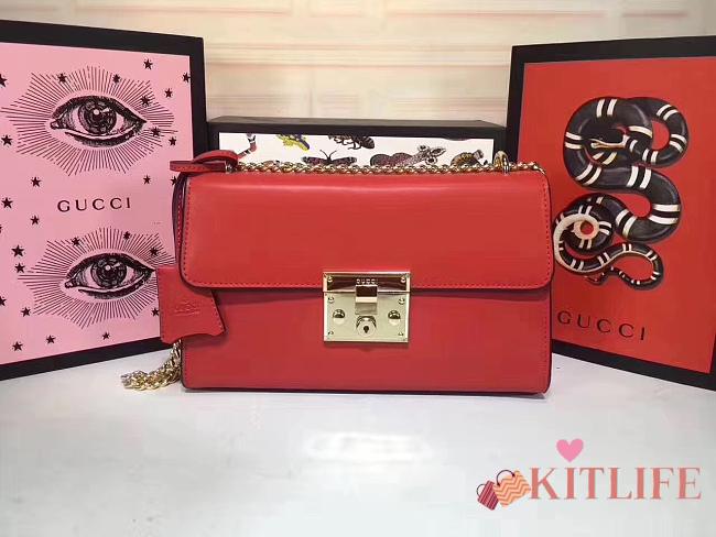 Gucci Padlock Gucci Signature Shoulder Bag Red Colour 30*17*8cm - 1