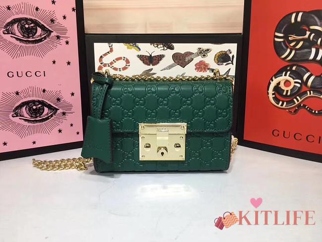 Gucci Padlock Gucci Signature Green Shoulder Bag 20cm - 1