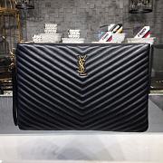 Saint Laurent YSL Chevron Clutch Bag 36cm Gold Hardware Calfskin Leather - 1