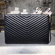 Saint Laurent YSL Chevron Clutch Bag 36cm Gold Hardware Calfskin Leather - 4