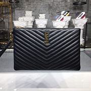 Saint Laurent YSL Chevron Clutch Bag 30cm Gold Hardware Calfskin Leather  - 1