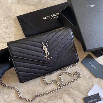 YSL Woc Chain Caviar Leather Bag Silver Hardware -22.5*14*4CM