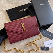 YSL Woc Chain Burgundy Caviar Leather Bag Gold Hardware -22.5*14*4CM - 1