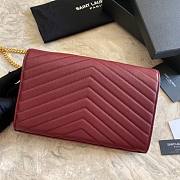 YSL Woc Chain Burgundy Caviar Leather Bag Gold Hardware -22.5*14*4CM - 2