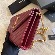 YSL Woc Chain Burgundy Caviar Leather Bag Gold Hardware -22.5*14*4CM - 4