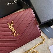 YSL Woc Chain Burgundy Caviar Leather Bag Gold Hardware -22.5*14*4CM - 6