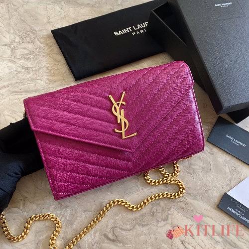 YSL Woc Chain Purple Caviar Leather Bag Gold Hardware -22.5*14*4CM - 1