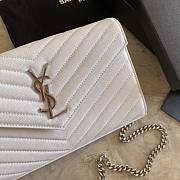 YSL Woc Chain White Caviar Leather Bag Silver Hardware -22.5*14*4CM - 5