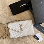 YSL Woc Chain White Caviar Leather Bag Silver Hardware -22.5*14*4CM - 6