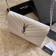 YSL Woc Chain White Caviar Leather Bag Silver Hardware -22.5*14*4CM - 3