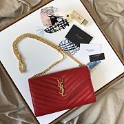 YSL Woc Chain Red Caviar Leather Bag Gold Hardware -22.5*14*4CM - 4