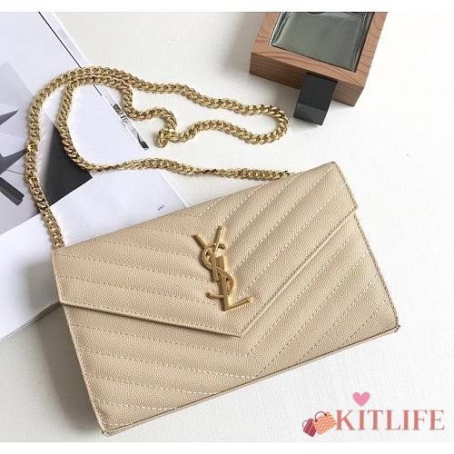 YSL Woc Chain Beige Caviar Leather Bag Gold Hardware -22.5*14*4CM - 1