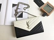 YSL Woc Chain White&Black Caviar Leather Bag Silver Hardware -22.5*14*4CM - 1