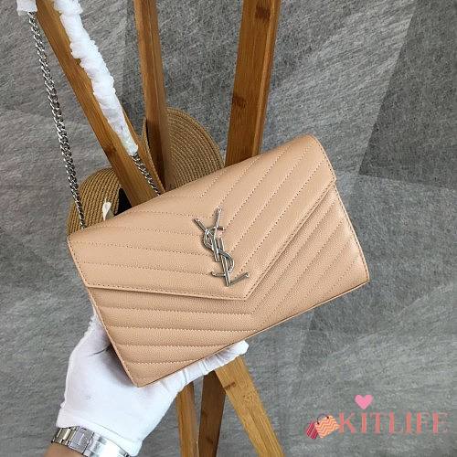 YSL Woc Chain Beige Caviar Leather Bag Silver Hardware -22.5*14*4CM - 1