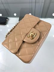 Forubags Chanel Mini Flap Beige Bag Lambskin Leather With Gold Hardware 17CM - 5