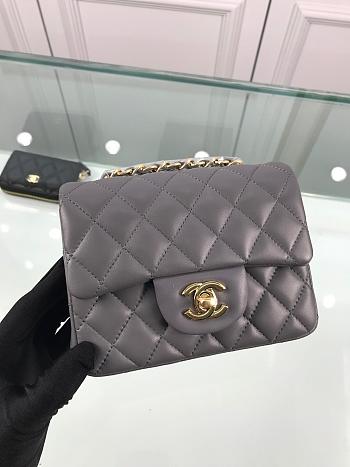 Forubags Chanel Mini Flap Gray Bag Lambskin Leather With Gold Hardware 17CM