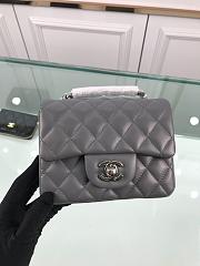 Forubags Chanel Mini Flap Gray Bag Lambskin Leather With Silver Hardware 17CM - 1