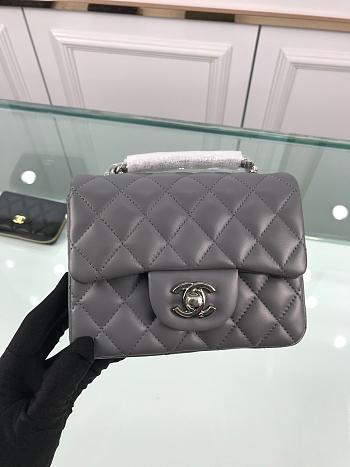 Forubags Chanel Mini Flap Gray Bag Lambskin Leather With Silver Hardware 17CM