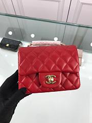 Forubags Chanel Mini Flap Red Bag Lambskin Leather With Gold Hardware 17CM - 1