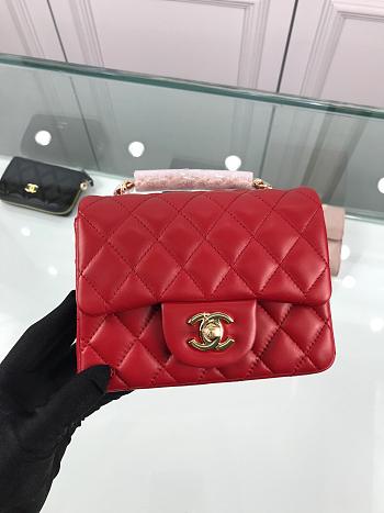 Forubags Chanel Mini Flap Red Bag Lambskin Leather With Gold Hardware 17CM