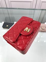 Forubags Chanel Mini Flap Red Bag Lambskin Leather With Gold Hardware 17CM - 2