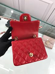 Forubags Chanel Mini Flap Red Bag Lambskin Leather With Gold Hardware 17CM - 4