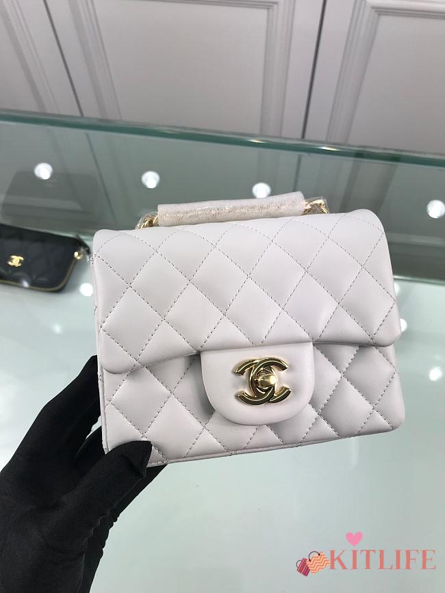 Forubags Chanel Mini Flap White Bag Lambskin Leather With Gold Hardware 17CM - 1