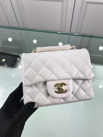 Forubags Chanel Mini Flap White Bag Lambskin Leather With Gold Hardware 17CM