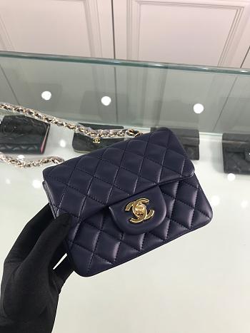 Forubags1 Chanel Mini Flap Blue Bag Lambskin Leather With Gold Hardware 17CM