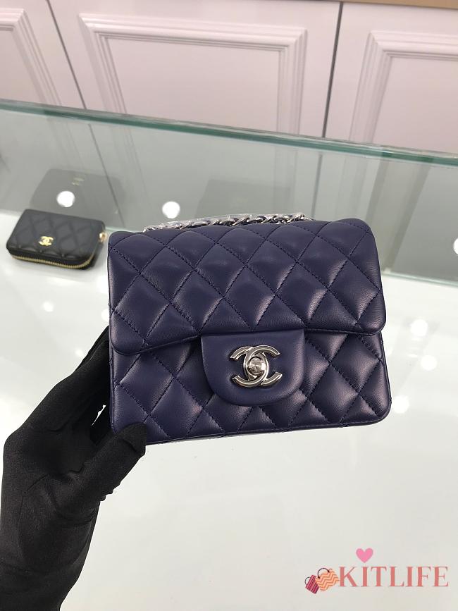 Forubags1 Chanel Mini Flap Blue Bag Lambskin Leather With Silver Hardware 17CM - 1