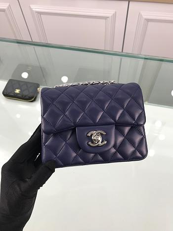 Forubags1 Chanel Mini Flap Blue Bag Lambskin Leather With Silver Hardware 17CM