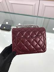 Forubags Chanel Mini Flap Burgundy Bag Lambskin Leather With Silver Hardware 17CM - 4