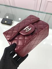Forubags Chanel Mini Flap Burgundy Bag Lambskin Leather With Silver Hardware 17CM - 6