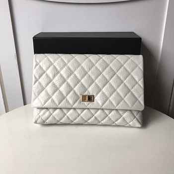 Chanel Palm Print Calfskin Clutch White