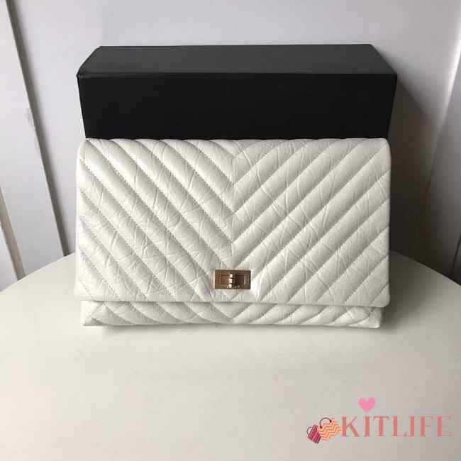 Forubags Chanel Palm Print Calfskin Clutch White - 1