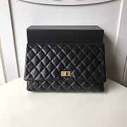 Chanel Palm Print Black Calfskin Clutch - 1