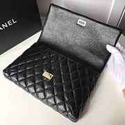 Chanel Palm Print Black Calfskin Clutch - 2