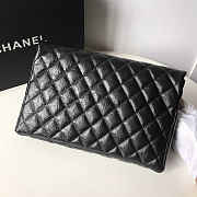 Chanel Palm Print Black Calfskin Clutch - 5
