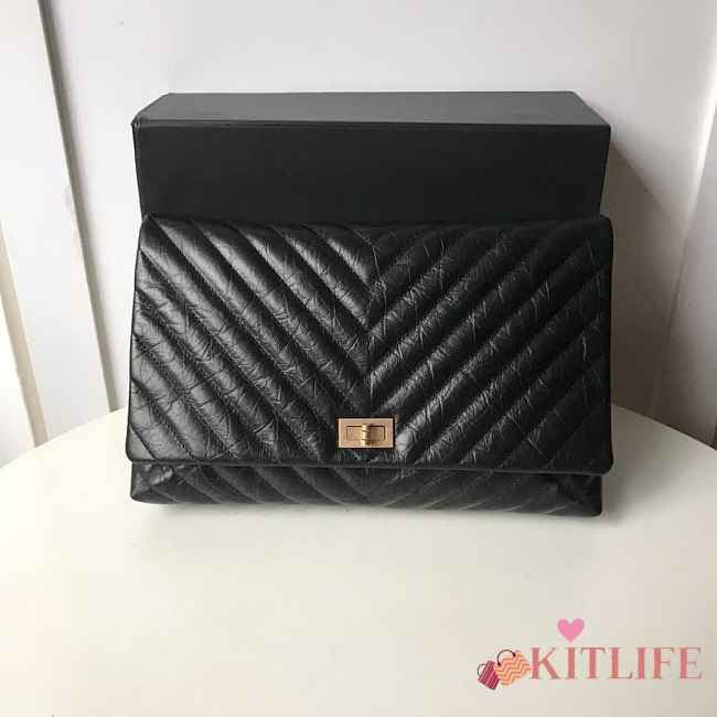 Forubags Chanel Palm Print Black Calfskin Clutch - 1