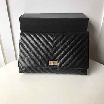 Forubags Chanel Palm Print Black Calfskin Clutch