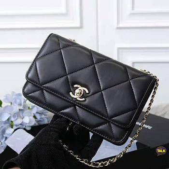 CHANEL CC BLACK LAMBSKIN WOC A80982