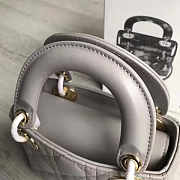 Lady Dior Mini 17cm Lambskin leather in gray with gold hardware - 2
