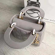Lady Dior Mini 17cm Lambskin leather in gray with gold hardware - 3
