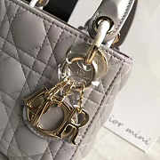 Lady Dior Mini 17cm Lambskin leather in gray with gold hardware - 4