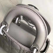  Lady Dior Mini 17cm Lambskin leather in gray with silver hardware - 6