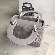  Lady Dior Mini 17cm Lambskin leather in gray with silver hardware - 5